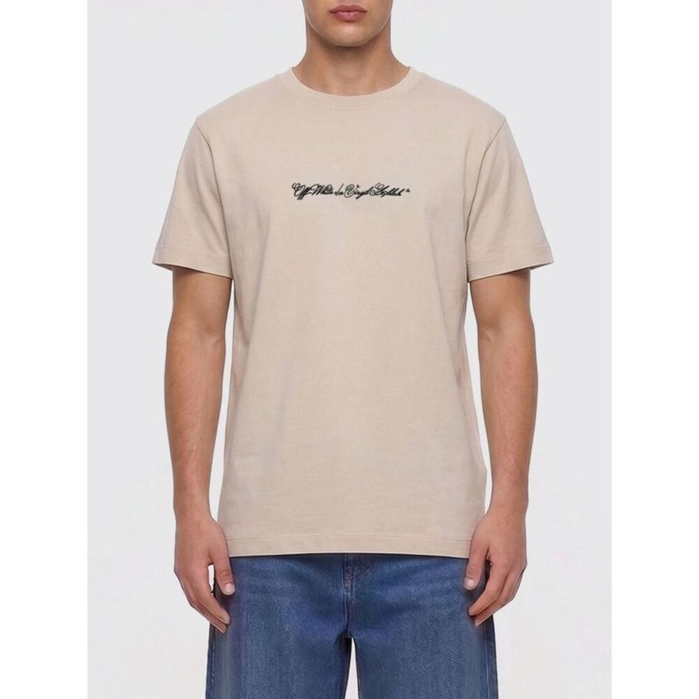 Off-White Men Off-White Cotton Crewneck T-Shirt